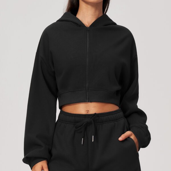 Cropped zip-up fitness jacket
