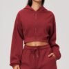 Cropped zip-up fitness jacket