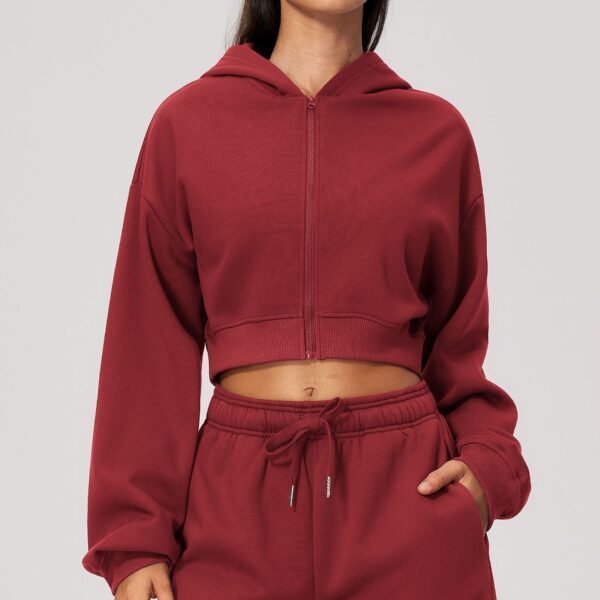 Cropped zip-up fitness jacket