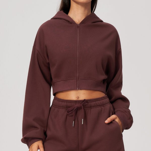 Cropped zip-up fitness jacket