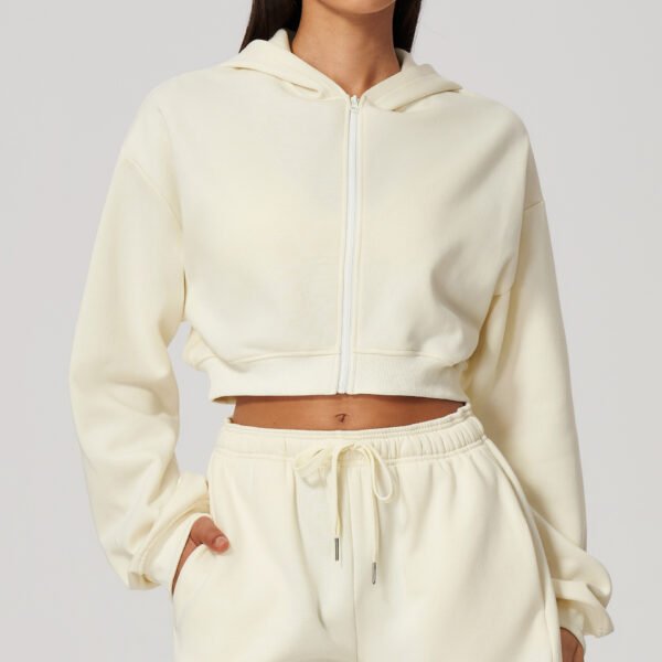 Cropped zip-up fitness jacket
