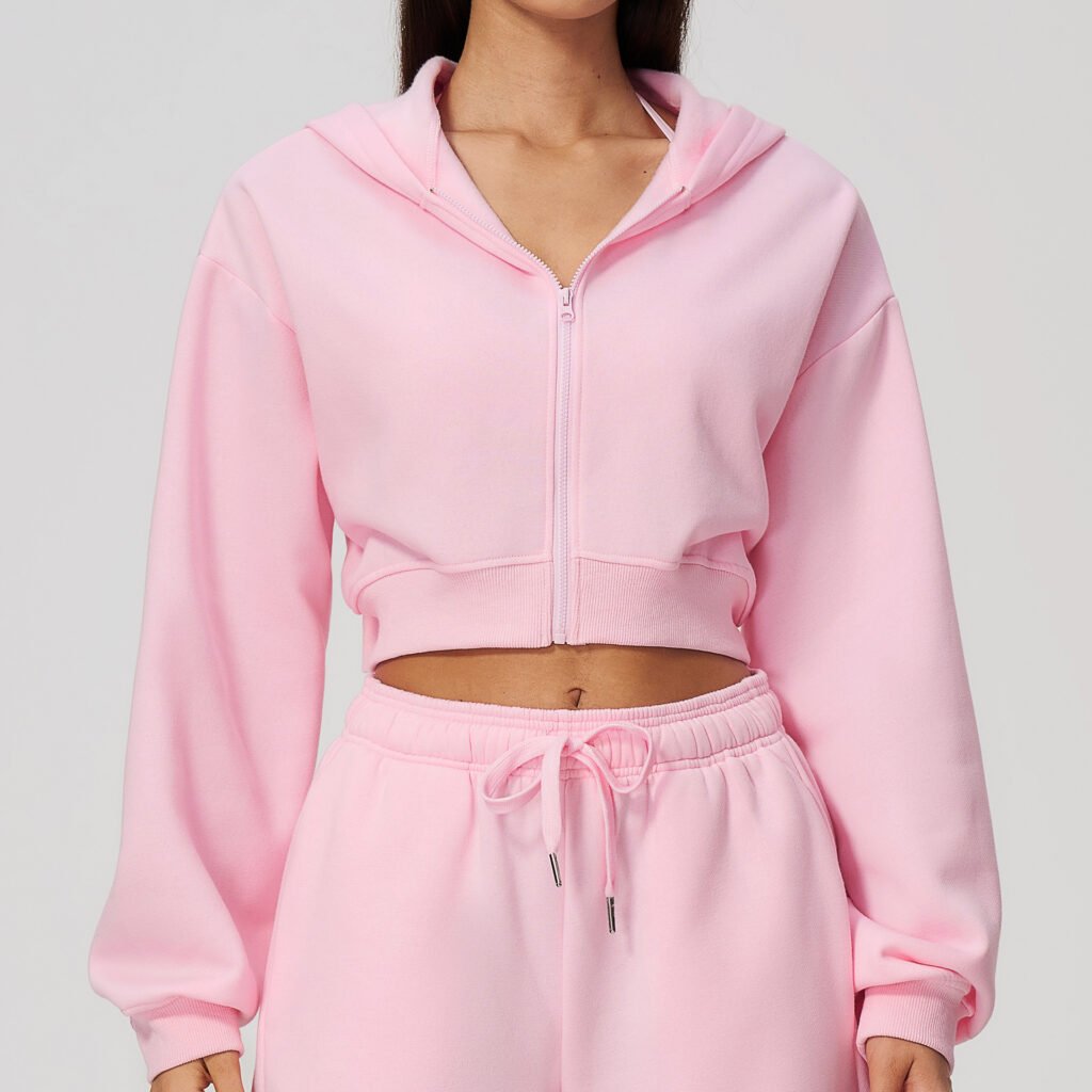 Cropped zip-up fitness jacket