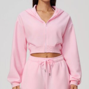 Cropped zip-up fitness jacket