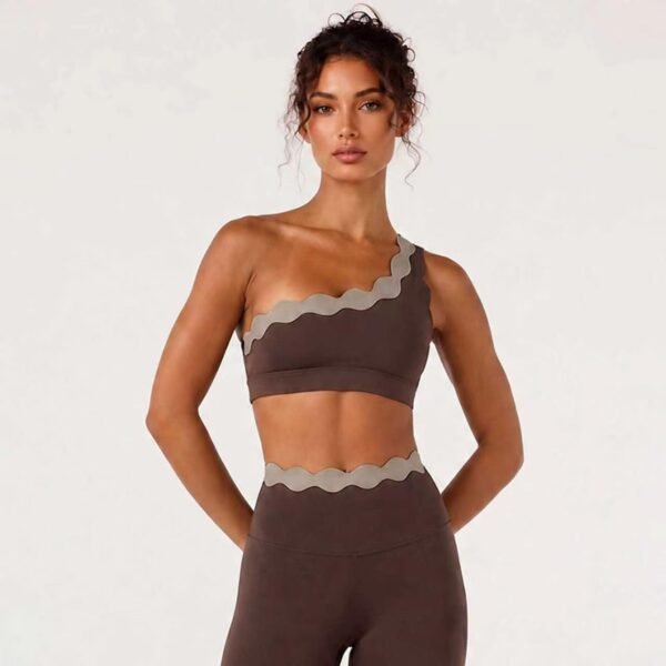 Double-layer lace one-shoulder bra