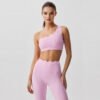 Double-layer lace one-shoulder bra