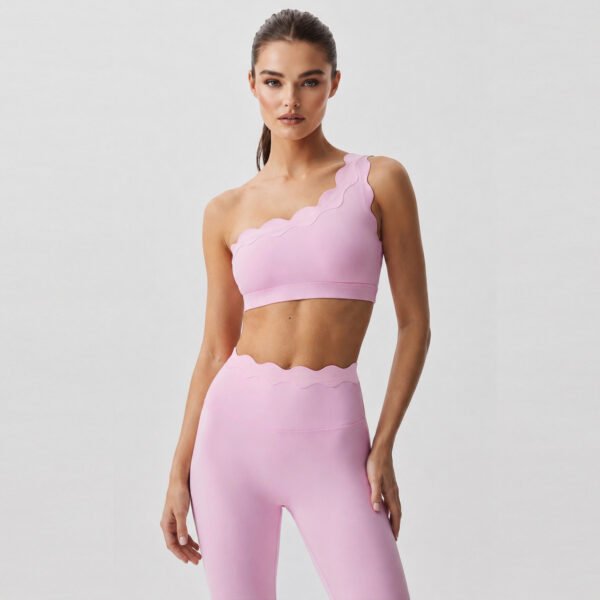 Double-layer lace one-shoulder bra