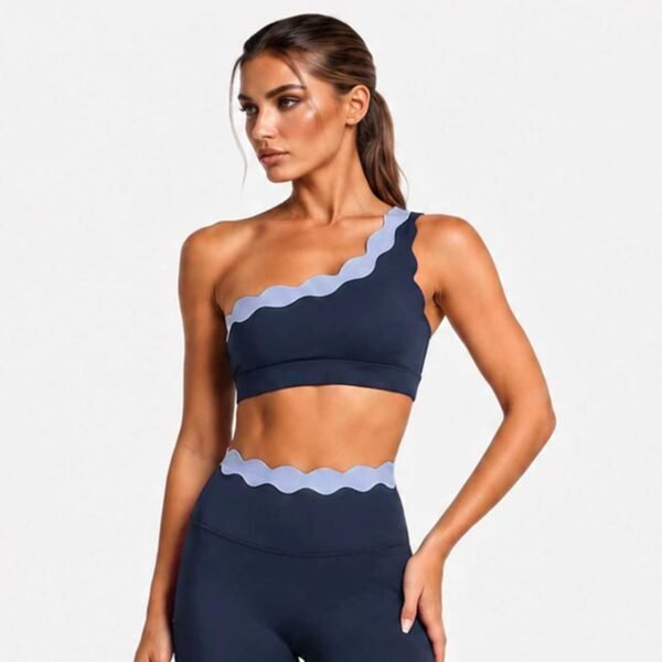 Double-layer lace one-shoulder bra