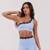 Double-layer lace one-shoulder bra