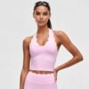 Lace halter-neck tank top