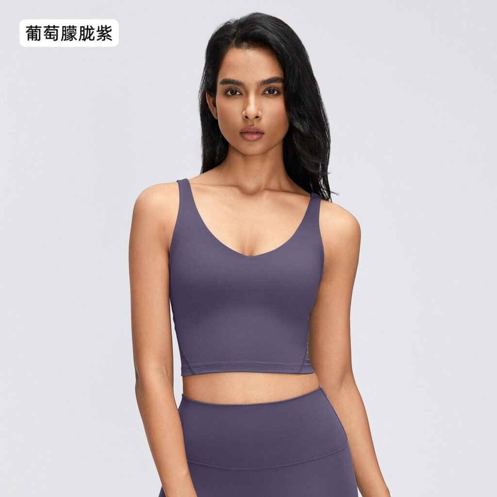 Yoga tank top with semi-attached cups