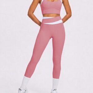 Two-piece high-waisted color-block yoga set