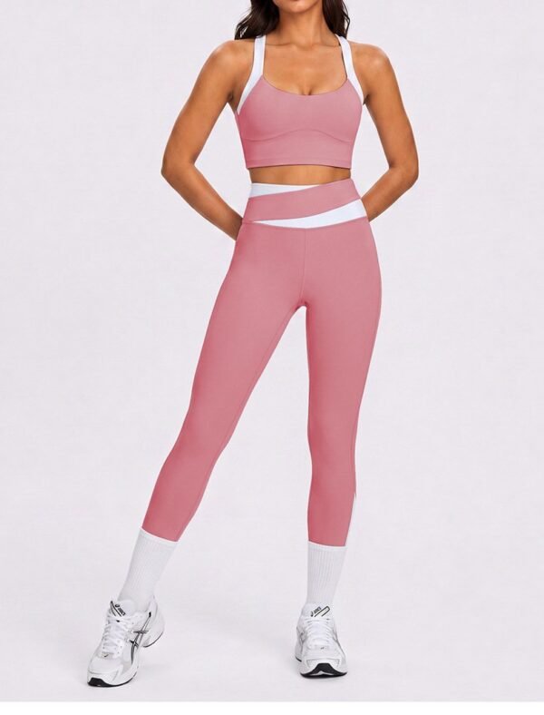 Two-piece high-waisted color-block yoga set