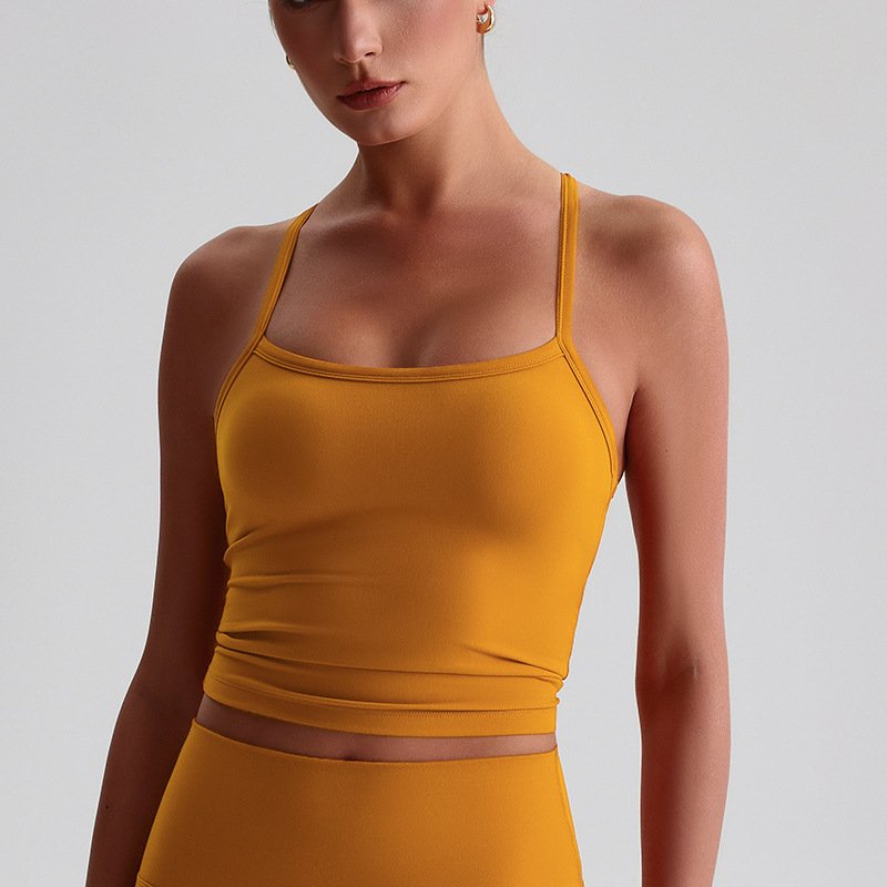 Naked-feel brushed yoga tank top