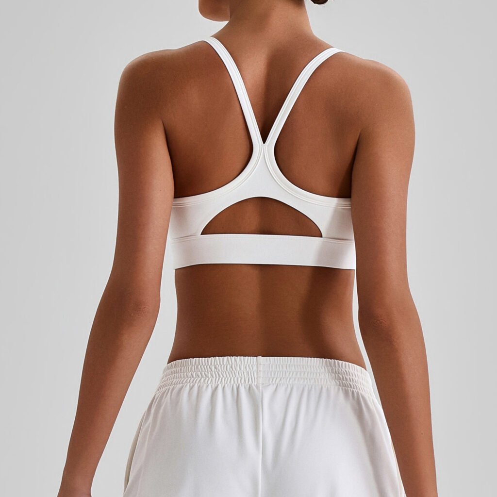 Nude-feel crisscross back sports bra
