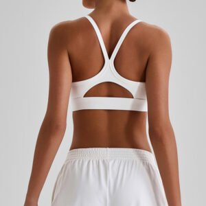 Nude-feel crisscross back sports bra
