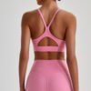 Nude-feel crisscross back sports bra