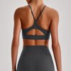 Nude-feel crisscross back sports bra