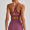 Nude-feel crisscross back sports bra