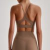 Nude-feel crisscross back sports bra