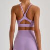 Nude-feel crisscross back sports bra