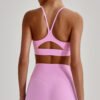 Nude-feel crisscross back sports bra