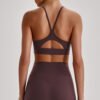 Nude-feel crisscross back sports bra