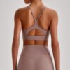 Nude-feel crisscross back sports bra