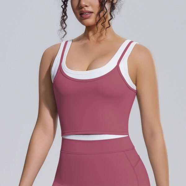 Color-block "faux-layered" sports bra