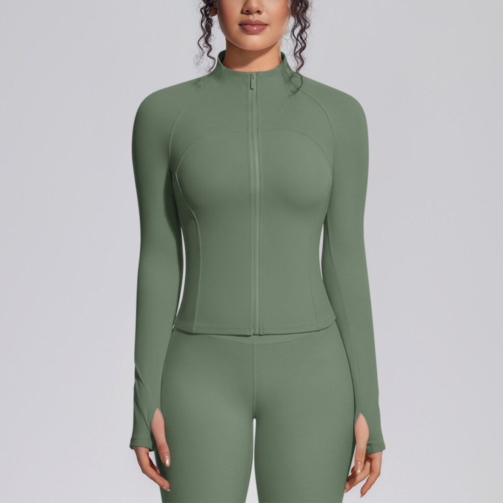Stand-collar zip-up yoga jacket