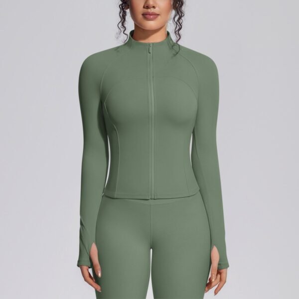 Stand-collar zip-up yoga jacket
