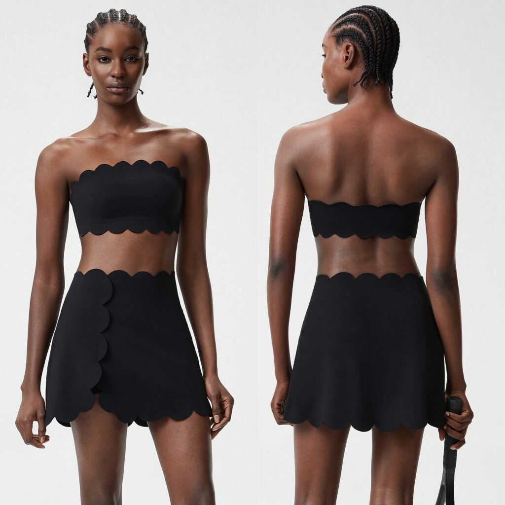 Two-piece strapless tennis outfit