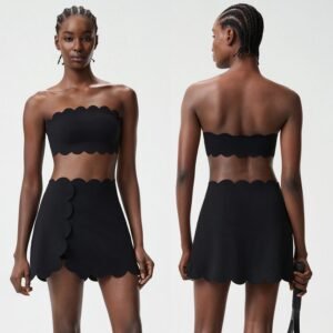 Two-piece strapless tennis outfit
