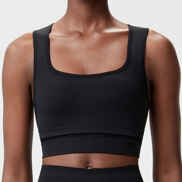 Wide-neck webbing sports bra