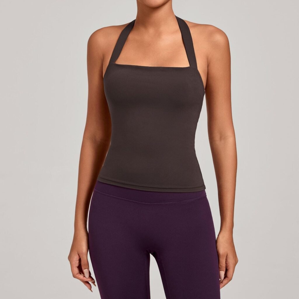 Halter-neck yoga tank top