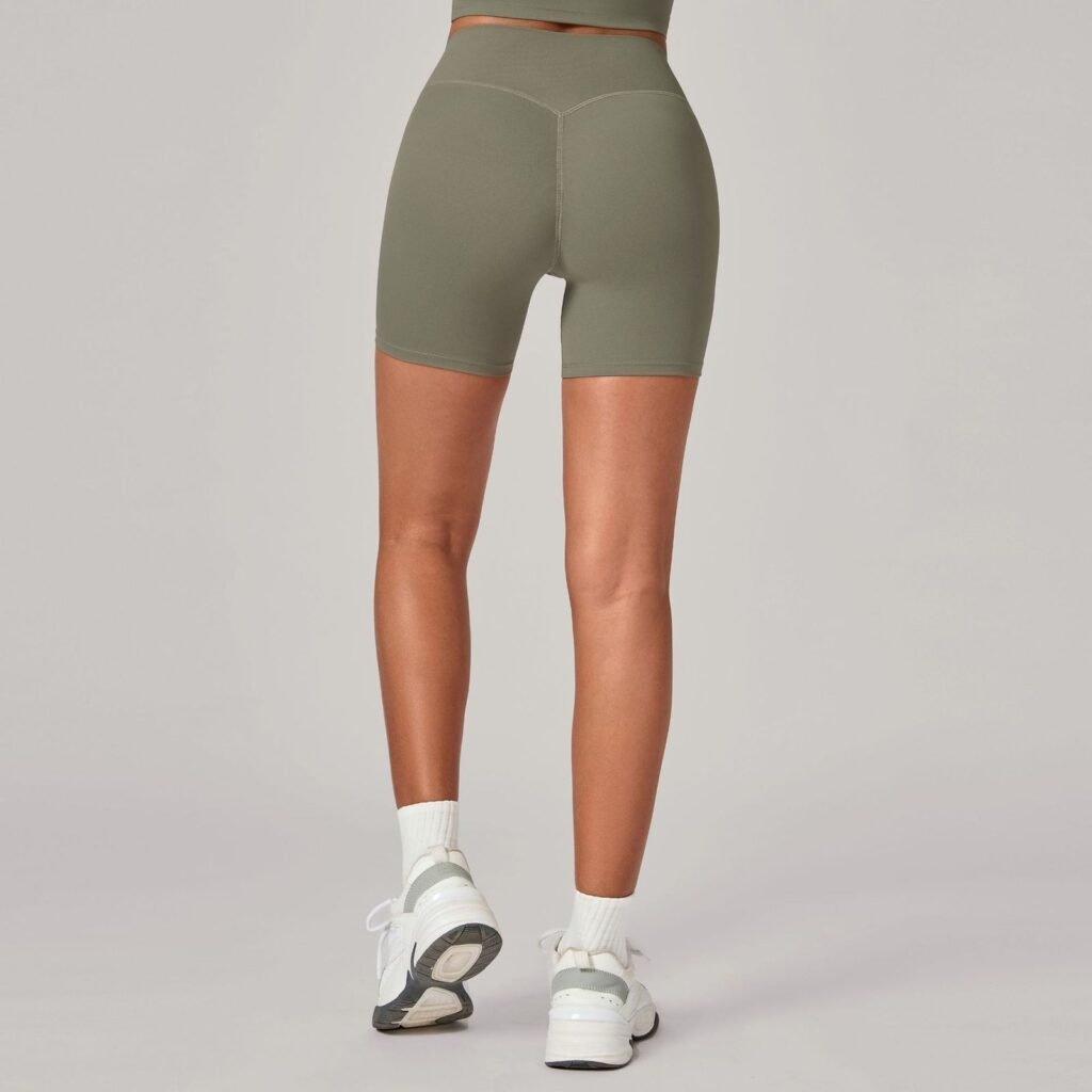High-waisted, butt-lifting athletic shorts