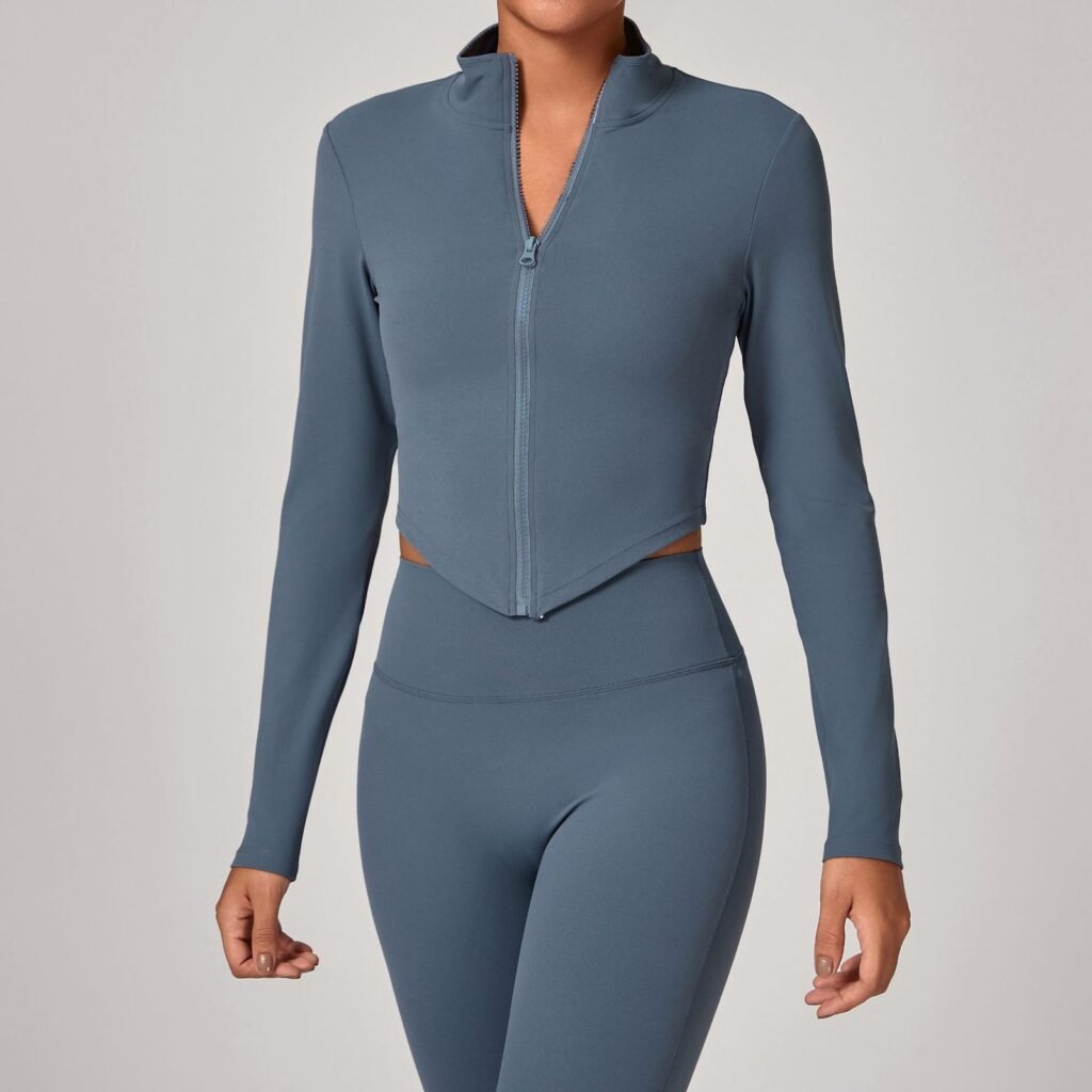 Long-sleeve zip-up with a stand-up collar