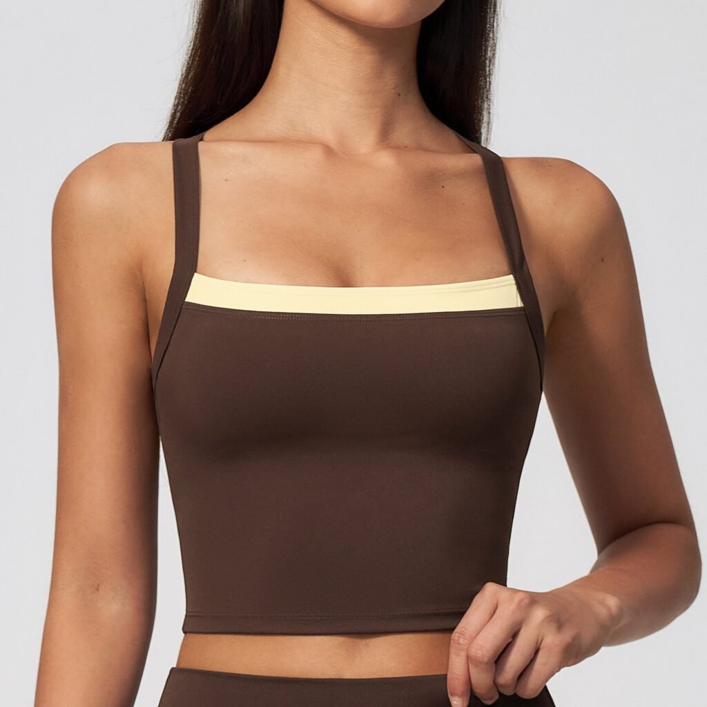 Color-block crisscross back bra