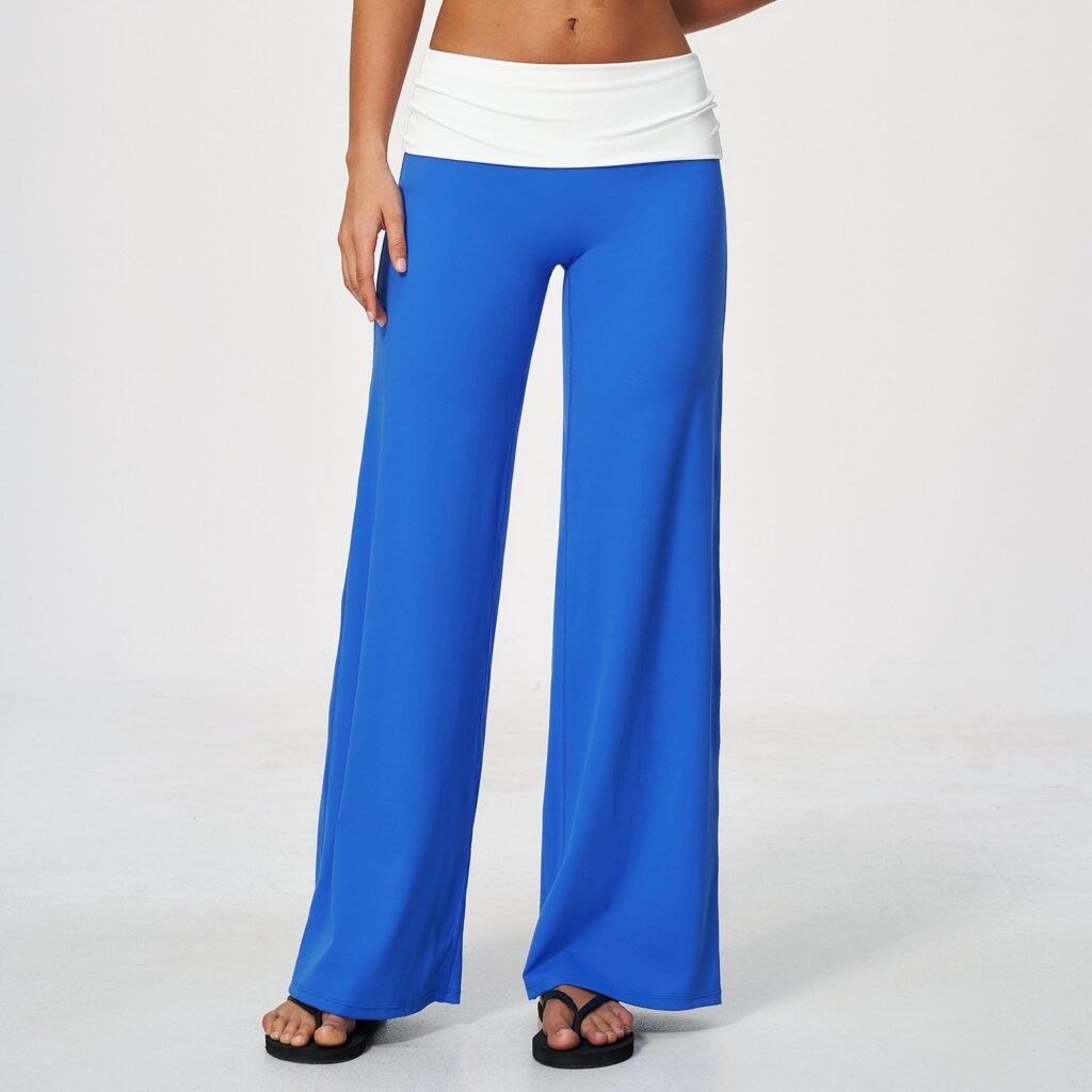 Color-block wide-leg trousers