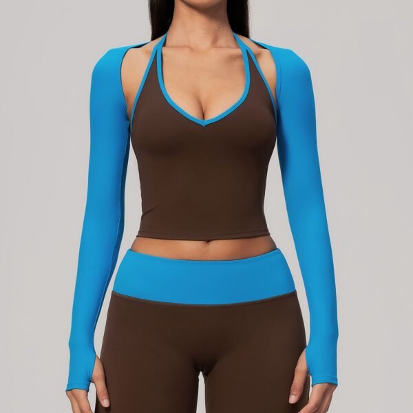 Long-sleeved open-back shrug/bolero top