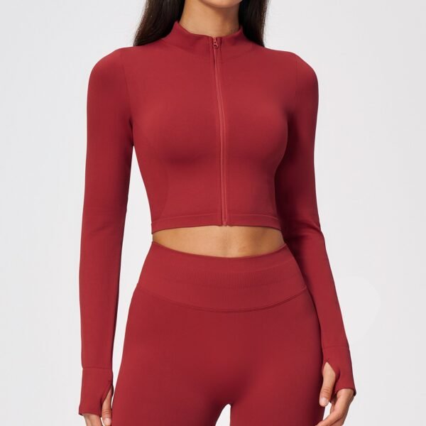 Stand-collar cropped jacket