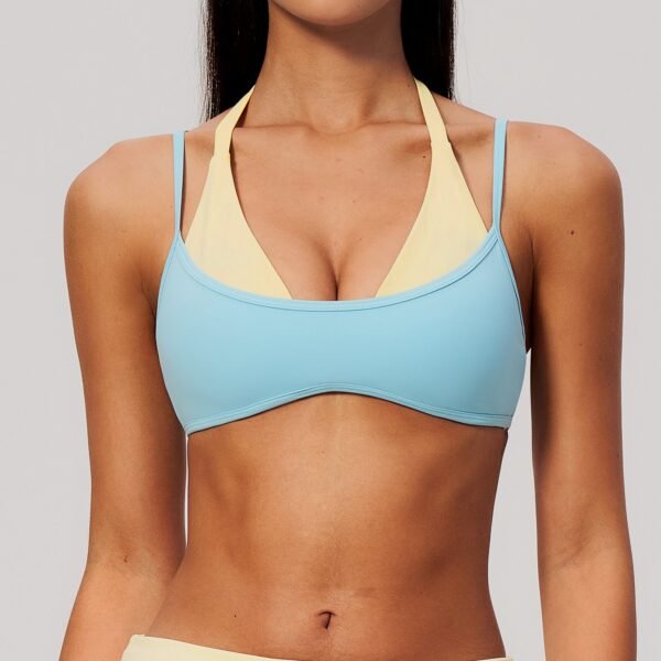 One-piece halter-neck bra with dual straps