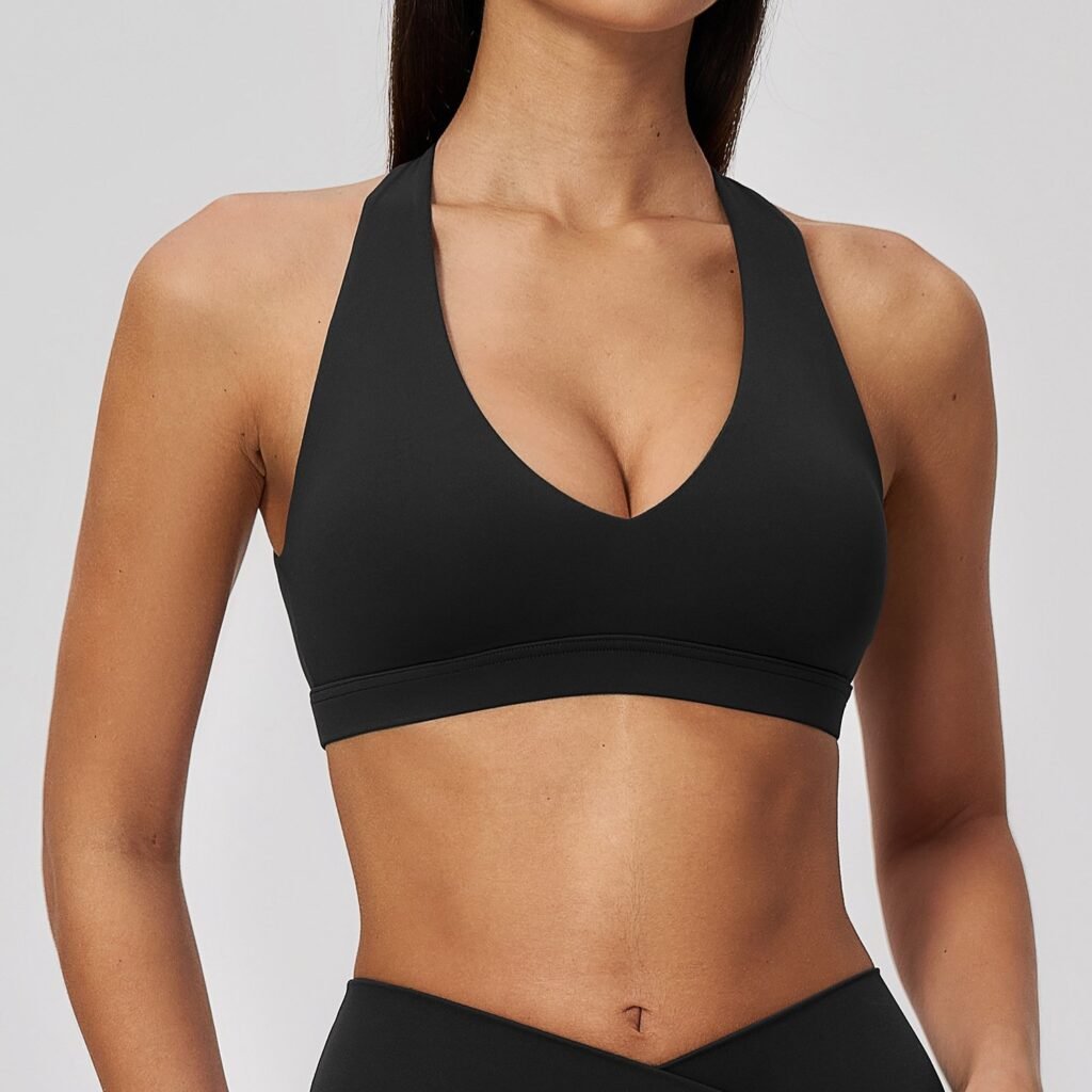 Halter-neck open-back bra