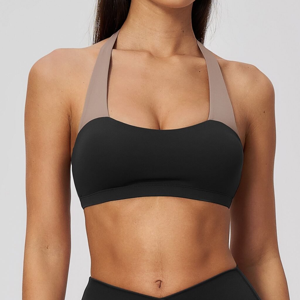 Color-block halter bra