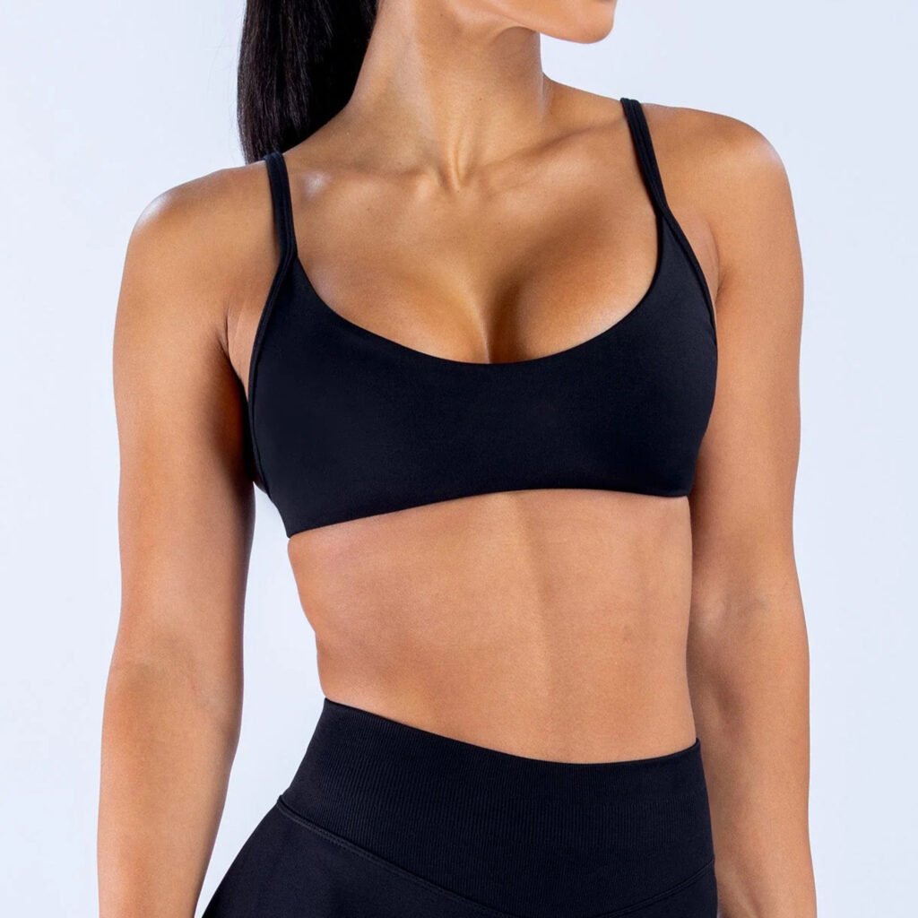 Strappy Cut-Out Back Fitted Sports Bra