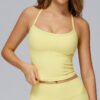 Brushed-finish open-back yoga tank top