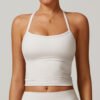 Brushed-finish open-back yoga tank top
