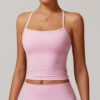 Brushed-finish open-back yoga tank top