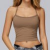 Brushed-finish open-back yoga tank top
