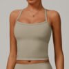 Brushed-finish open-back yoga tank top