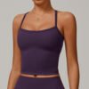 Brushed-finish open-back yoga tank top